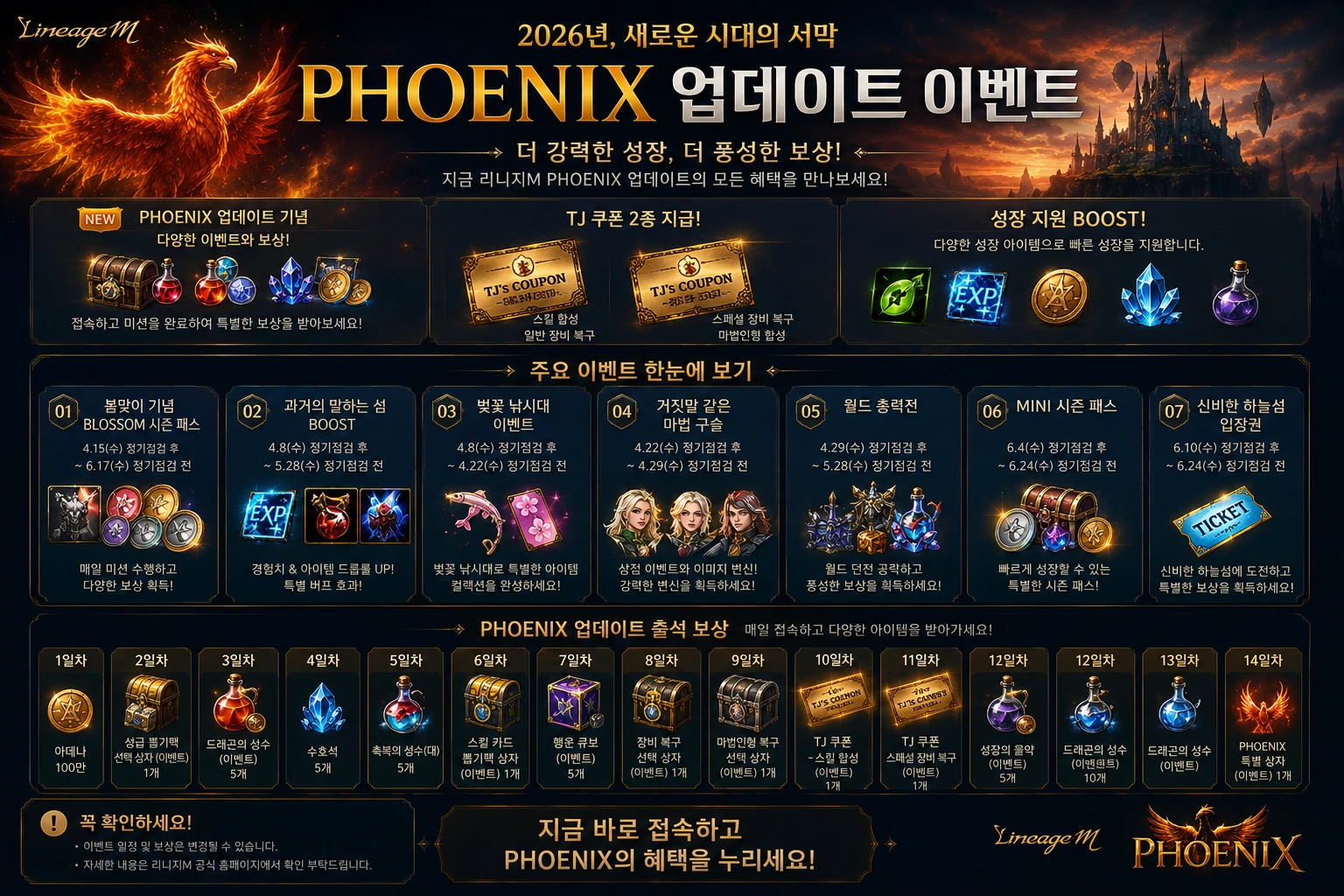 리니지M PHOENIX 업데이트 이벤트 2026